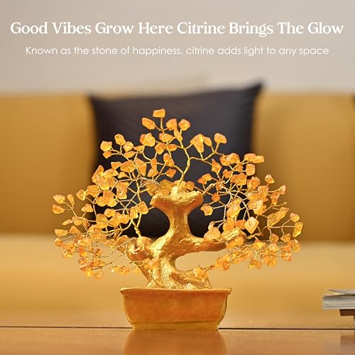 Crocon Lucky Feng Shui Citrine Tree of Life Bonsai – Gift for Women & Men | Showpiece for Home Decor Living Room | Positive Energy Items | Birthday Gift for Mother| Housewarming Gift - Image 5