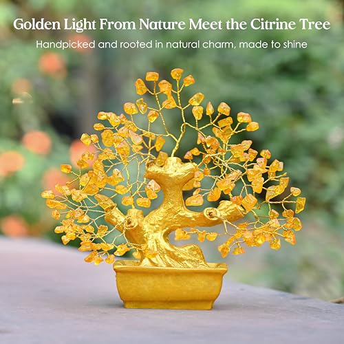 Crocon Lucky Feng Shui Citrine Tree of Life Bonsai – Gift for Women & Men | Showpiece for Home Decor Living Room | Positive Energy Items | Birthday Gift for Mother| Housewarming Gift - Image 2