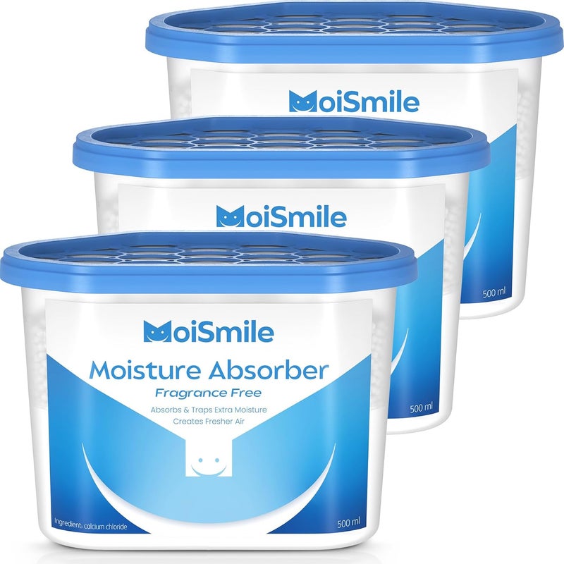 Moismile Moisture Absorbers - Efficient Humidity Absorber & Odor Eliminator, 3 Pack, Fragrance Free - Image 1
