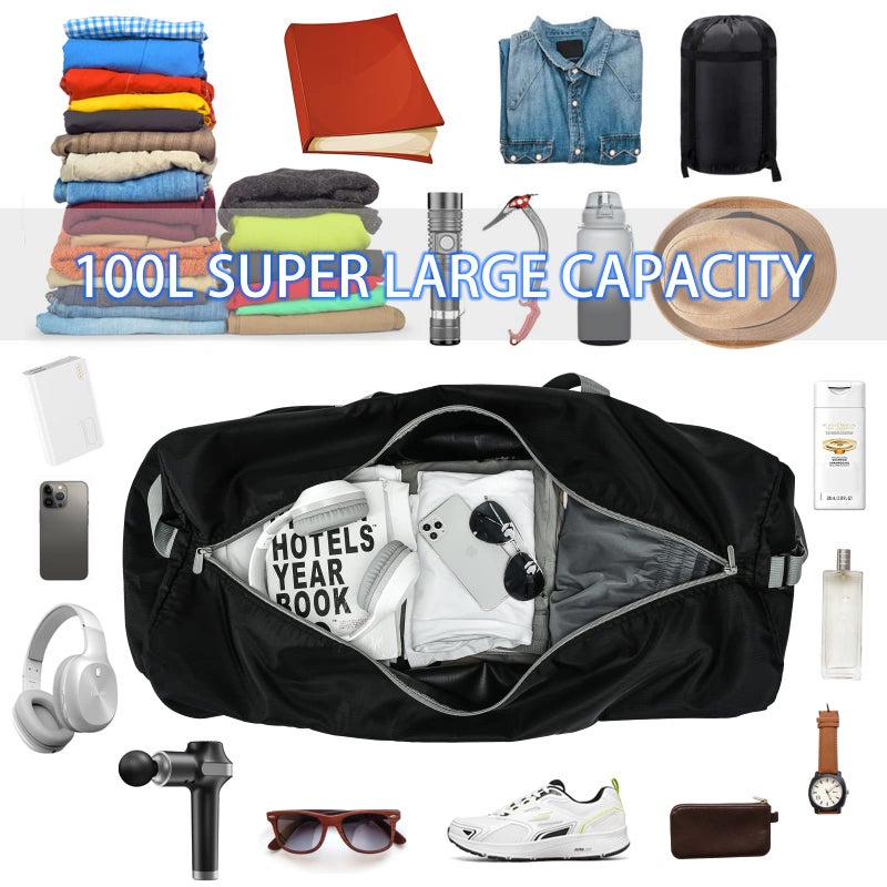 iFARADAY 105L Extra Large Duffel Bag 32.5 inch Lightweight Luggage for Travel-Black - Image 5