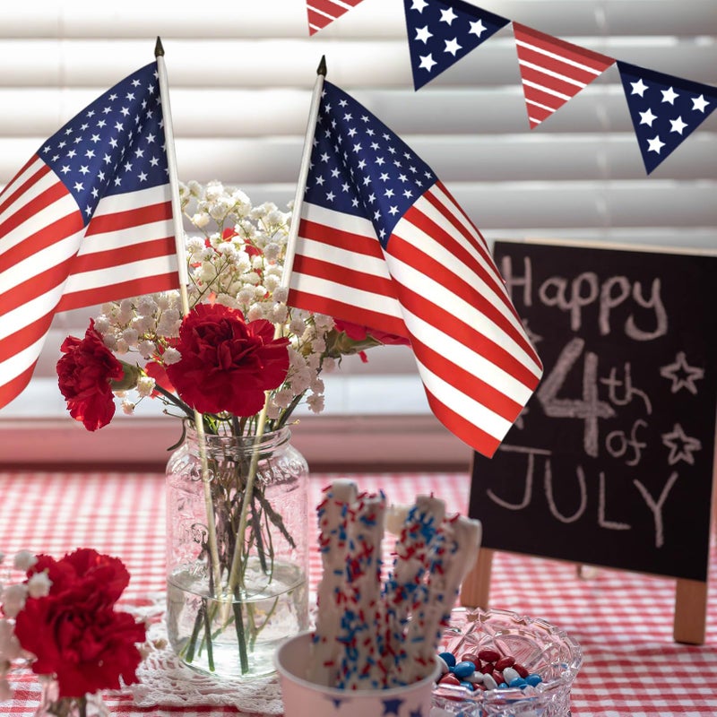 FLAGMESAGE 12 Pack 12x18 Inch American Flags on Stick - Patriotic American Flags for Outside, USA Stick Flag Perfect for Independence Day, Memorial Day, 4th of July Decorations, 250th Anniversary Flag (12) - Image 4