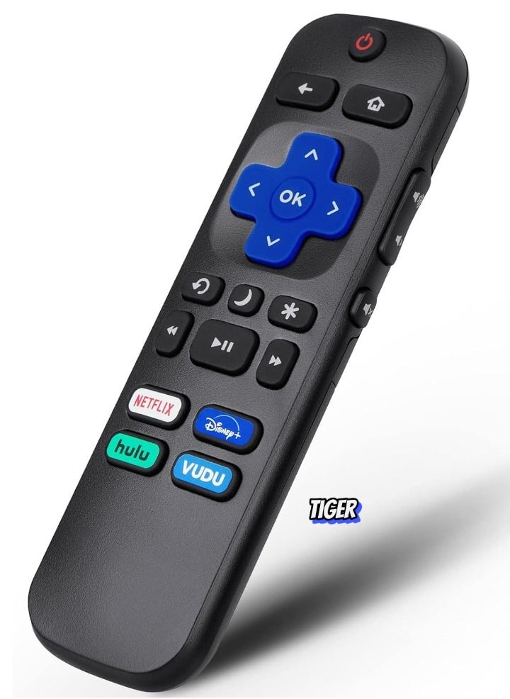 TIGER - Universal Remote Control for Hisense, TCL, Onn, Sharp, Roku TV - Replacement Remote with Dedicated Buttons for Netflix, Disney+, Hulu, VUDU, Easy Setup, No Pairing Required, Compatible with Smart LED TVs - Convenient TV Control Solution - Image 1