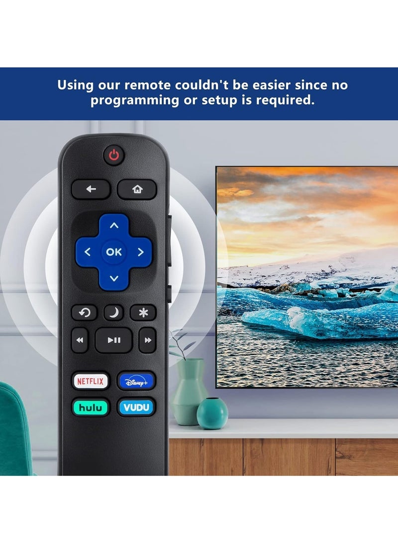 TIGER - Universal Remote Control for Hisense, TCL, Onn, Sharp, Roku TV - Replacement Remote with Dedicated Buttons for Netflix, Disney+, Hulu, VUDU, Easy Setup, No Pairing Required, Compatible with Smart LED TVs - Convenient TV Control Solution - Image 1