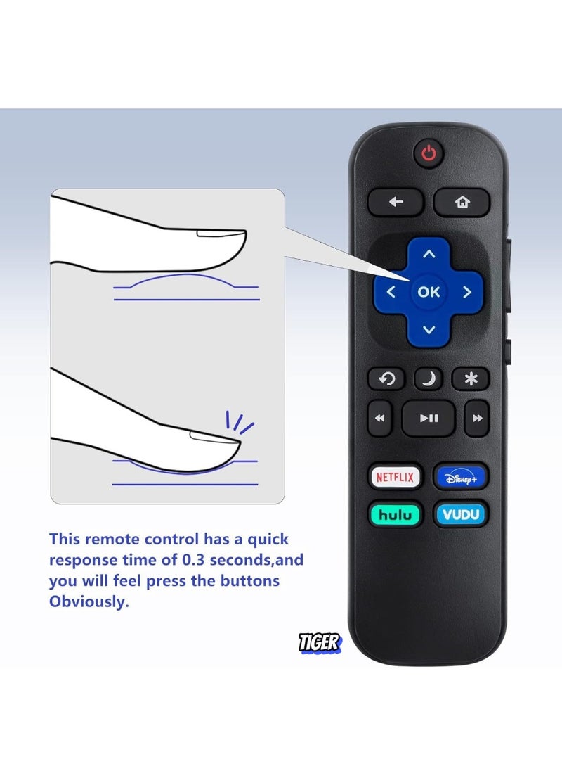 TIGER - Universal Remote Control for Hisense, TCL, Onn, Sharp, Roku TV - Replacement Remote with Dedicated Buttons for Netflix, Disney+, Hulu, VUDU, Easy Setup, No Pairing Required, Compatible with Smart LED TVs - Convenient TV Control Solution - Image 1