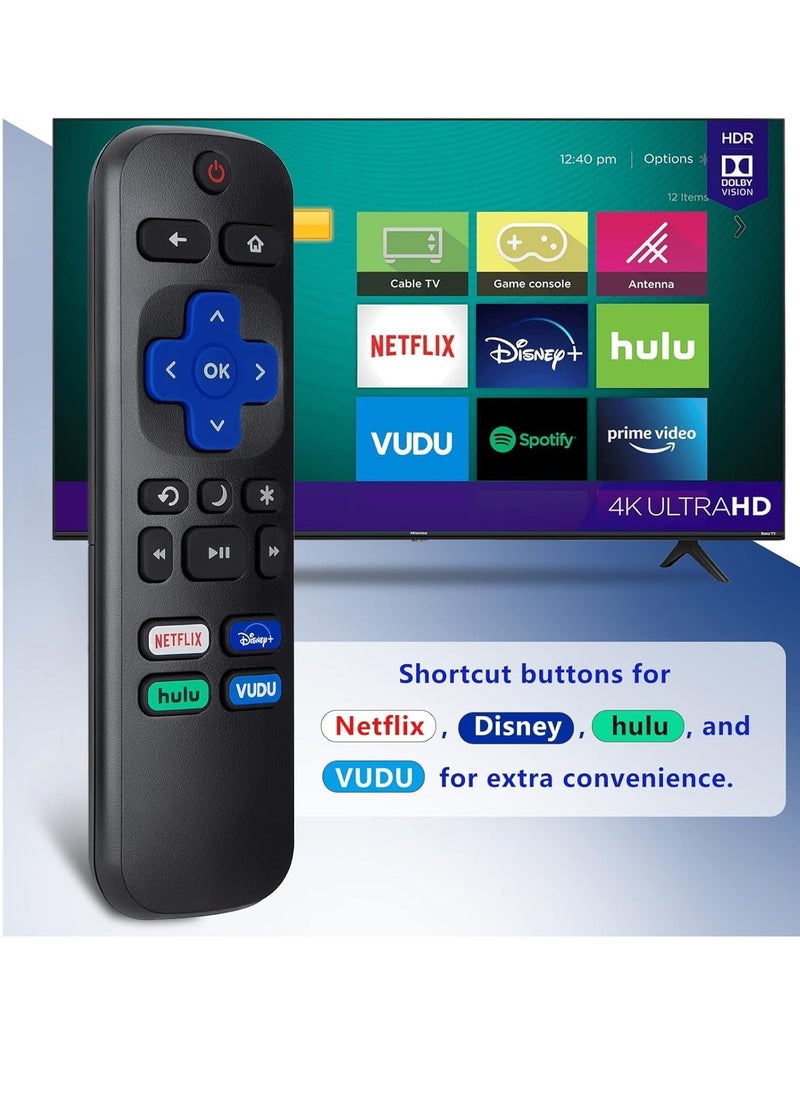 TIGER - Universal Remote Control for Hisense, TCL, Onn, Sharp, Roku TV - Replacement Remote with Dedicated Buttons for Netflix, Disney+, Hulu, VUDU, Easy Setup, No Pairing Required, Compatible with Smart LED TVs - Convenient TV Control Solution - Image 1