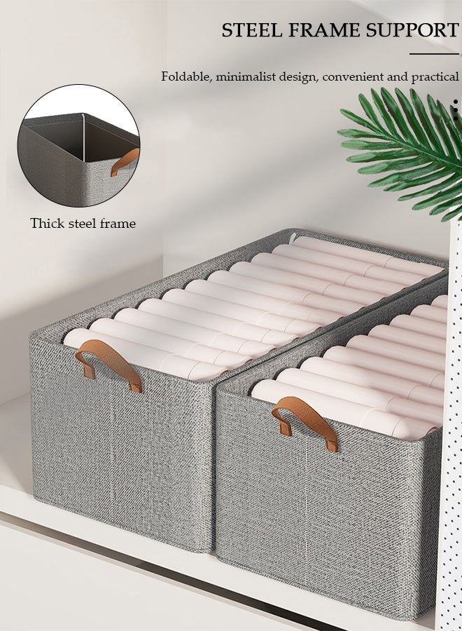 DUNISO 4pcs Wardrobe Clothes Organizer Foldable Closet Storage Organizer for Clothes Jeans Washable Closet Storage Boxes with Carrying Handles Cube Storage Bin for Home Bedroom Office - Image 2