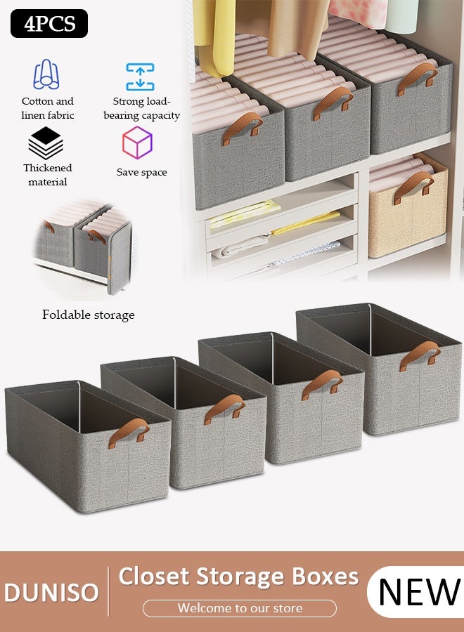 DUNISO 4pcs Wardrobe Clothes Organizer Foldable Closet Storage Organizer for Clothes Jeans Washable Closet Storage Boxes with Carrying Handles Cube Storage Bin for Home Bedroom Office - Image 1