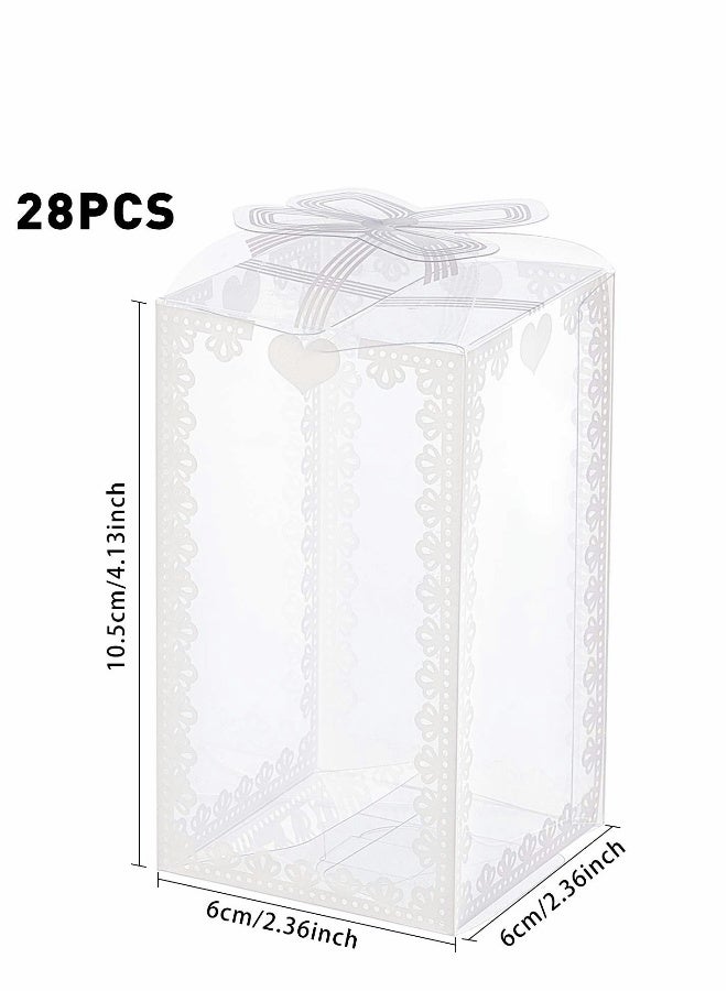 Rectangle Bow Knot Pattern Clear Plastic Favor Boxes Gift Boxes for Wedding Birthday Party,  's Gift Packaging, 2.3x2.3x4 Inch ( 28PCS ) - Image 2