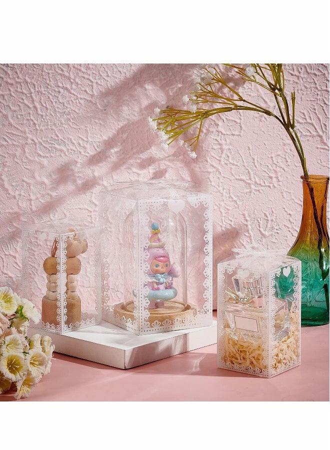 Rectangle Bow Knot Pattern Clear Plastic Favor Boxes Gift Boxes for Wedding Birthday Party,  's Gift Packaging, 2.3x2.3x4 Inch ( 28PCS ) - Image 5