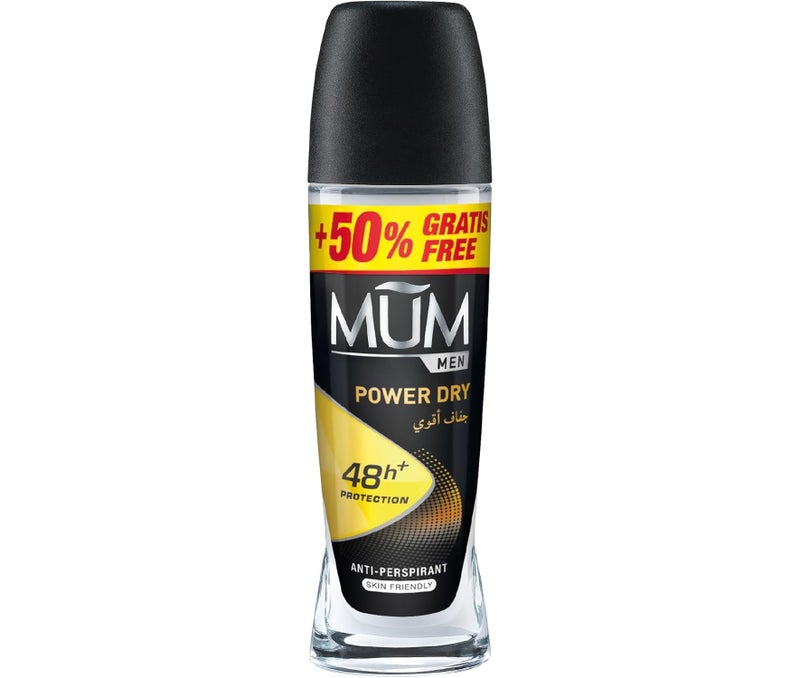 MUM Men Power Dry Roll-On Anti-Perspirant Deodorant - 48H Protection, Skin Friendly