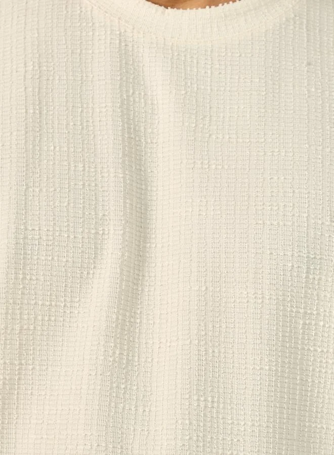 Styli Textured Short Sleeve Boxy Fit T-Shirt