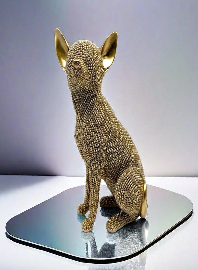 FUNSXBUG Abstract Chihuahua Dog Art Statue Figurines Sculpture Collectibles Home Office Living Room Desktop Display Decoration (Gold) - Image 1