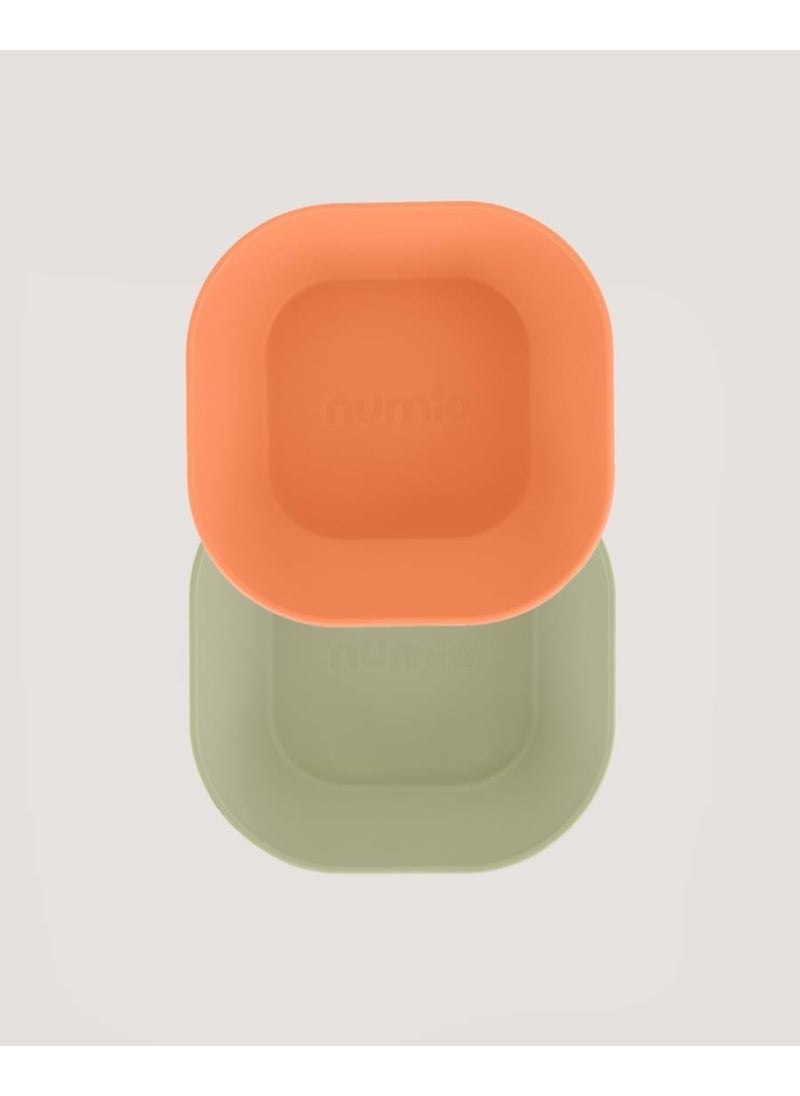 Let's Be Child 2-Piece Square Bowl Sage Green-Peach  - Image 3