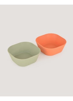 Let's Be Child 2-Piece Square Bowl Sage Green-Peach  - Image 2