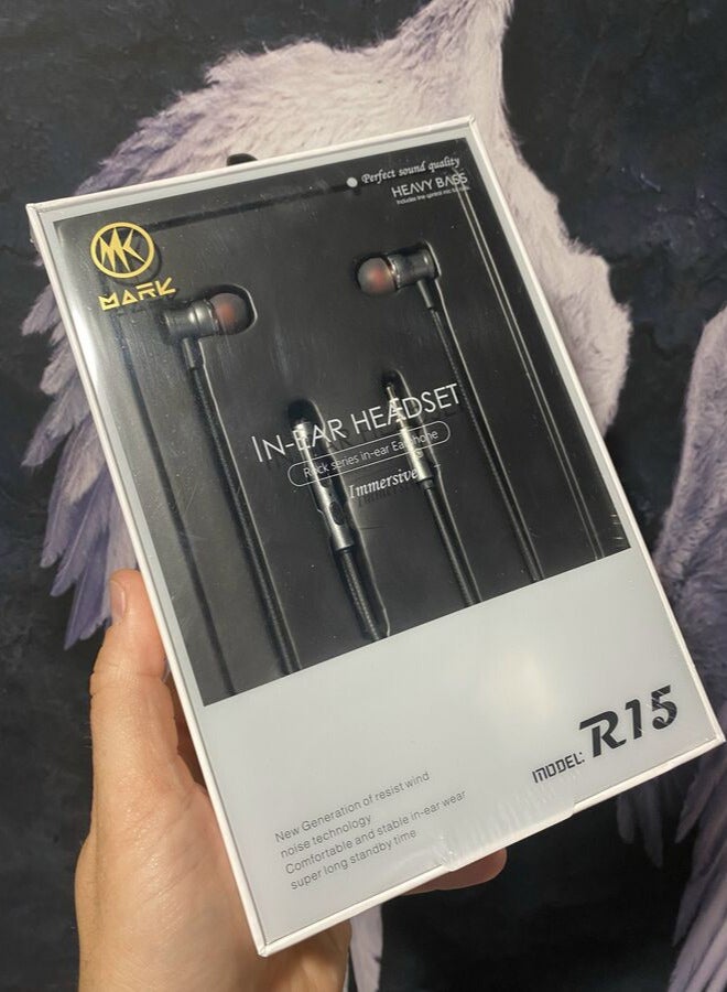 مارك سماعة أذن R15 سلكية هاي فاي ستيريو بميكروفون مدمج وأزرار تحكم في مستوى الصوت - تصميم مريح داخل الأذن - مناسبة للهواتف والكمبيوتر تستخدم للالعاب  جودة ممتازة تصلح كهدية رائعة - Image 2