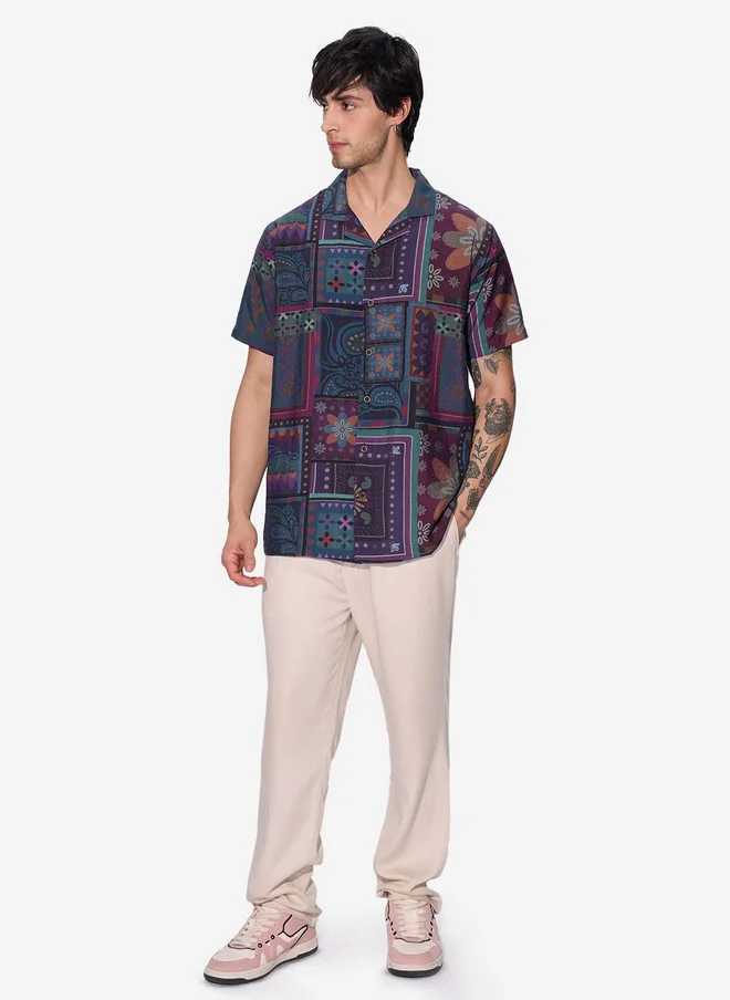 The Souled Store  The Souled Store Men Dark Paisley Printed Multicolor Regular Fit Shirt  | Best Price UAE