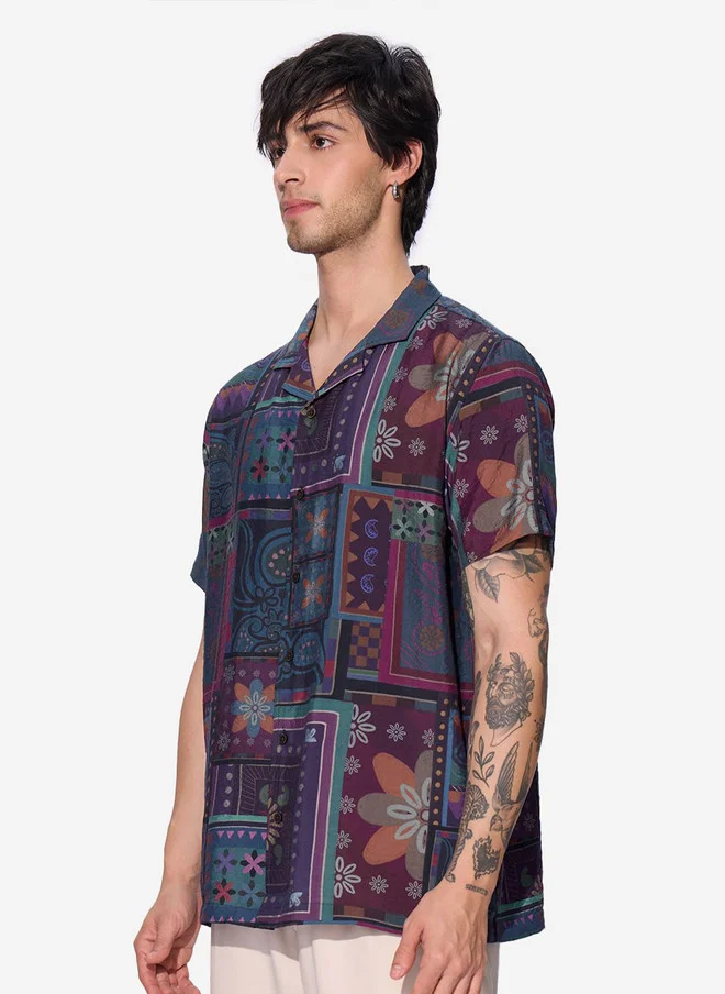 The Souled Store  The Souled Store Men Dark Paisley Printed Multicolor Regular Fit Shirt  | Best Price UAE