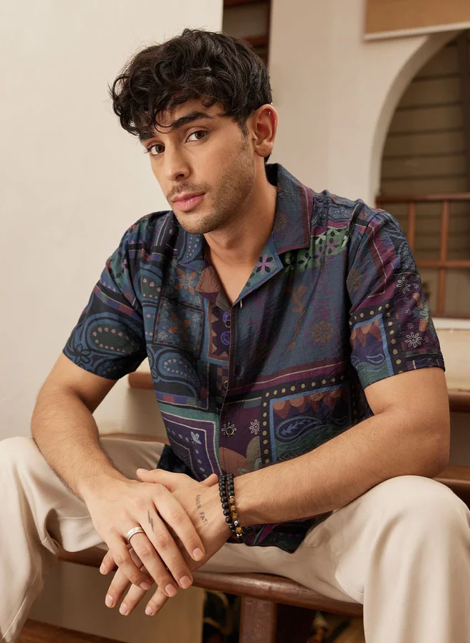 The Souled Store The Souled Store Men Dark Paisley Printed Multicolor Regular Fit Shirt