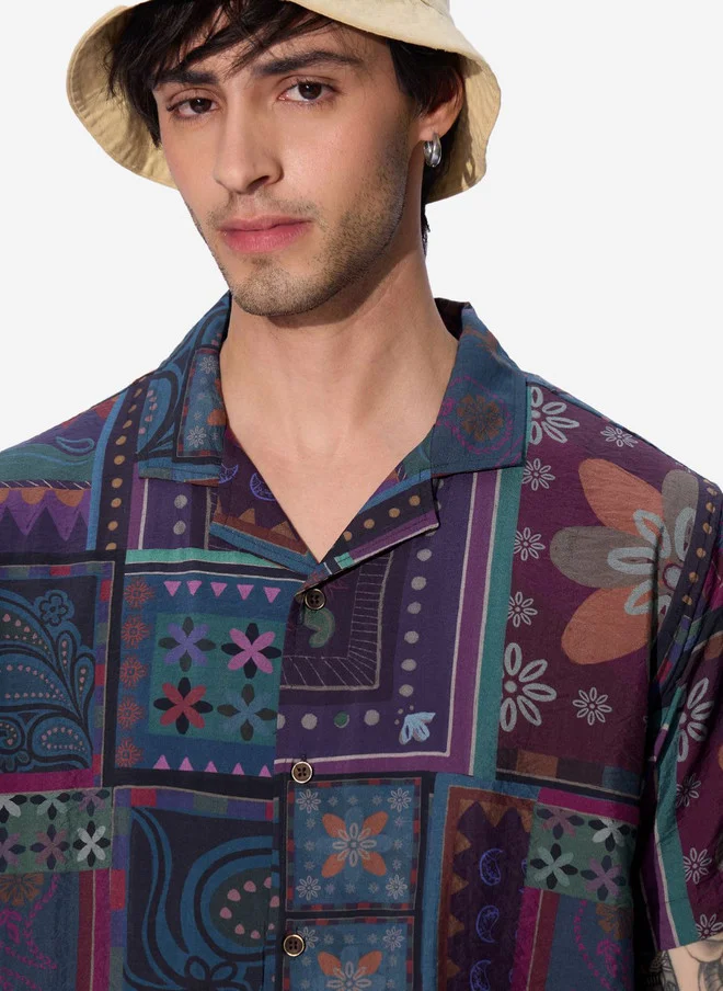 The Souled Store The Souled Store Men Dark Paisley Printed Multicolor Regular Fit Shirt