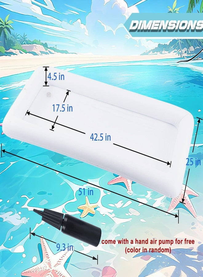 ZaaYee 2 Packs Inflatable Ice Serving Trays, 51"x25"x4.5" Oversized PVC Inflatable Salad Serving Bars Ice Cooler with Drain Plug, Blow Up Food Drink Chilling Container for Buffet BBQ Pool Parties - Image 2
