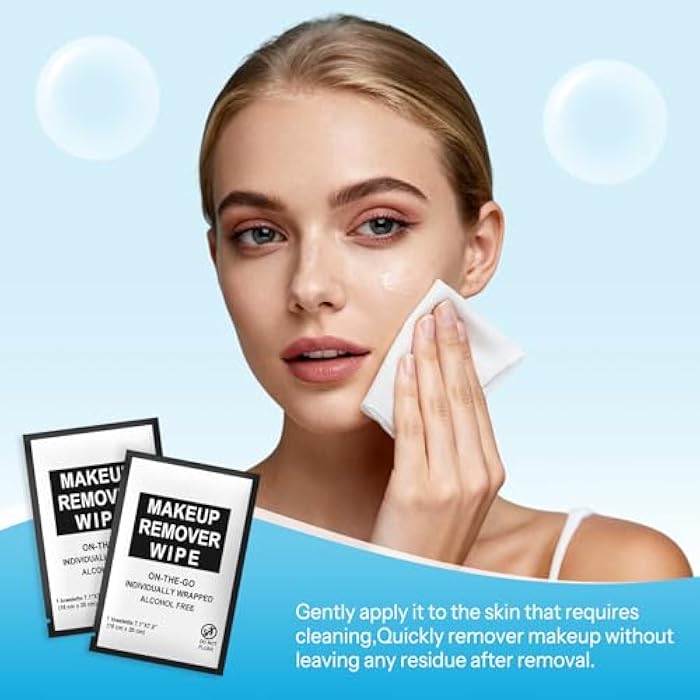 FAOEHN Makeup Remover Wipes Individually Wrapped Pack of 10,Avocado Scent 7x7.9 inch Black Travel Size Facial Cleansing Wipes Towelette for Face Cleansing,Skin Care,Hotel,Camping,Gym,Office - Image 2