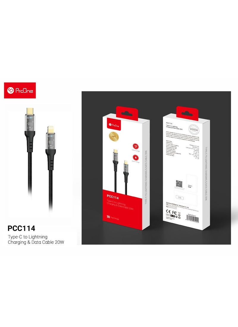 ProOne - ProOne USB C to Lightning iPhone Charger Cable 100cm USB C to Lightning Cable Fast Charging Power Delivery PD 20W iPhone Cable for iPhone 14/14 Pro/14 Plus/14 Pro Max, iPad Pro, iPhone 8-13 All Series - Image 1