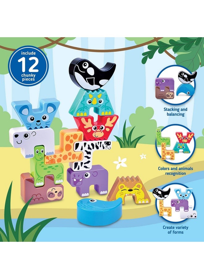 Hap-p-kid Montessori Puzzle N’ Stack Animals Toys, Kids Stacking Building Animal Blocks Toy For Toddler Preschool, Fun Educational Stacker Gifts For 12 18 24 36 Months, 1 2 3 4 Year Old - Image 2