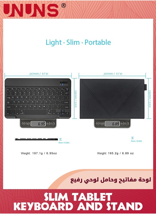 UNUNS - Universal 7.0 Inch Android Tablet Case With Keyboard,Removable Wireless Bluetooth Keyboard,PU Leather Folio Book Cover And Stand,Slim Portable Keyboard iOS/Android/Windows System Tablet - Image 1