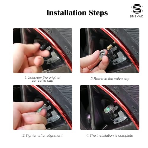 Snevad Aluminum 4 Pcs Car Tire Pressure Monitor Valve Stem Caps Sensor Indicator Warning Safety 3 Color Car Tire, Bikes, Trucks Motorcycles Prams and Tyre Valve Dust Cover Air Caps - Image 4