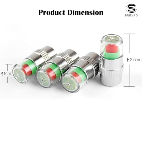 Snevad Aluminum 4 Pcs Car Tire Pressure Monitor Valve Stem Caps Sensor Indicator Warning Safety 3 Color Car Tire, Bikes, Trucks Motorcycles Prams and Tyre Valve Dust Cover Air Caps - Image 2