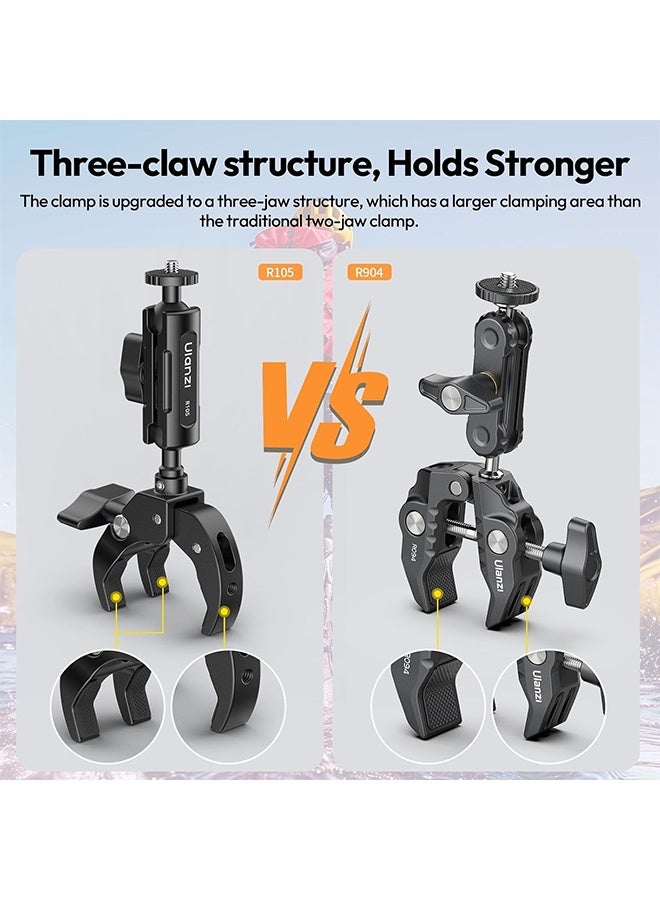 ULANZI R105 Super Clamp Camera Mount with 360° Dual Ballhead Magic Arm, Sturdy Y-Shaped 3-Claw Camera Clamp Mount for GoPro Hero 13/12/11/10/9, Insta360 X5/X4, DJI Osmo Pocket 3/2 Action 5 Pro/4 - Image 3