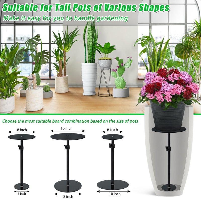 UYEDUJZ Adjustable Plant Risers for Inside Pots, 11-20" Rise Planter Insert Filler for Large Pots, Plant Lift Inserts Pot Risers for Indoor Outdoor Tall Taper Planter Container (6" 8" 10" Base Top, Set of 1) - Image 3