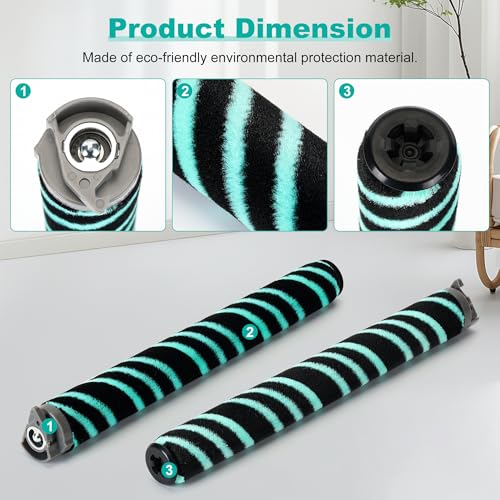 Janedtcyy AZ4000 AZ4002 AZ3901 Soft Brush Roller Replacement Parts Compatible with Shark POWERDETECT Upright Vacuum Cleaner, 2 Brushroll, 1 Cleaning Brush, 468FP4000 - Image 4