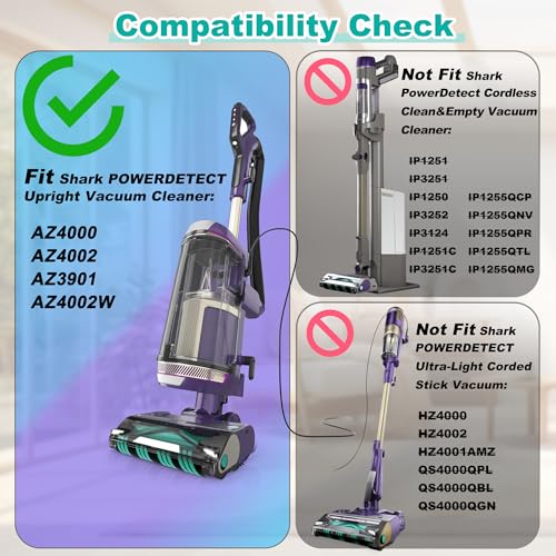 Janedtcyy AZ4000 AZ4002 AZ3901 Soft Brush Roller Replacement Parts Compatible with Shark POWERDETECT Upright Vacuum Cleaner, 2 Brushroll, 1 Cleaning Brush, 468FP4000 - Image 3