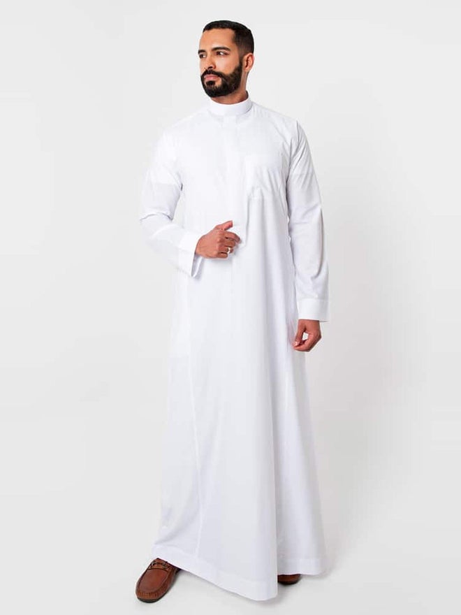 الشياكة ثوب كلاسيك رجالي بسحَّاب غلق، أبيض - 56 بوصة - Image 1