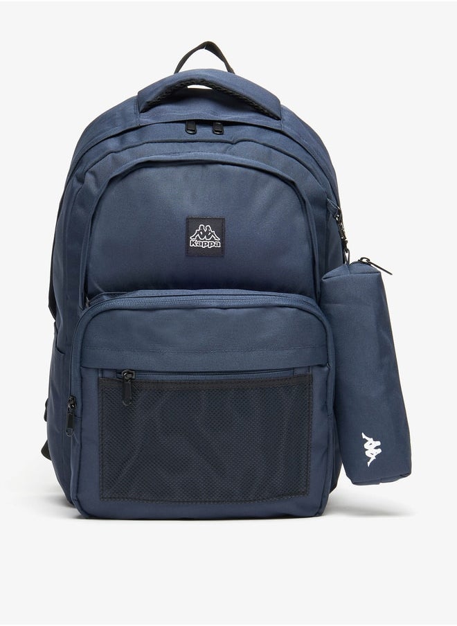 Kappa Lee Cooper Logo Applique Backpack with Adjustable Strap and Pencil Pouch - 45x30x25 cm  - Image 1
