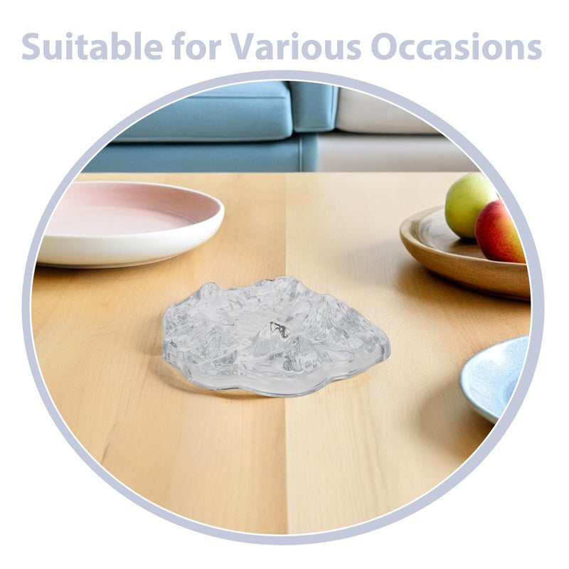 Windproof Crystal Iceberg Ashtray White Glass Holder for Indoor Outdoor Home Office Patio Use - Image 4