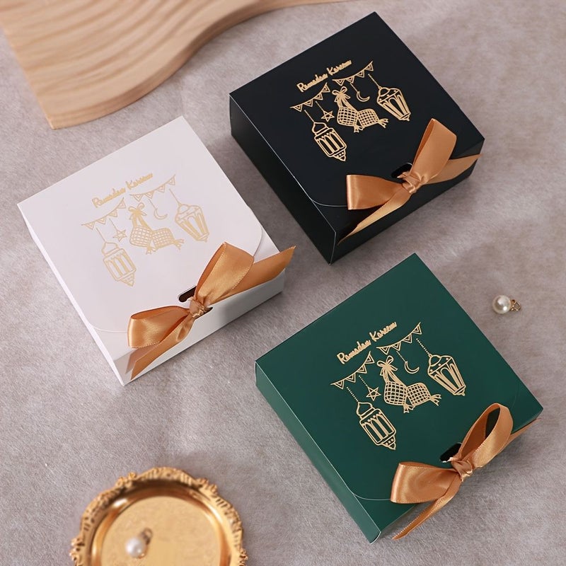 Gift for Him Her 5 Piece Large Ramadan Gift Box Set Black With Gold Ribbon Elegant Design For Expressing Warm Wishes During Celebrations - Image 1