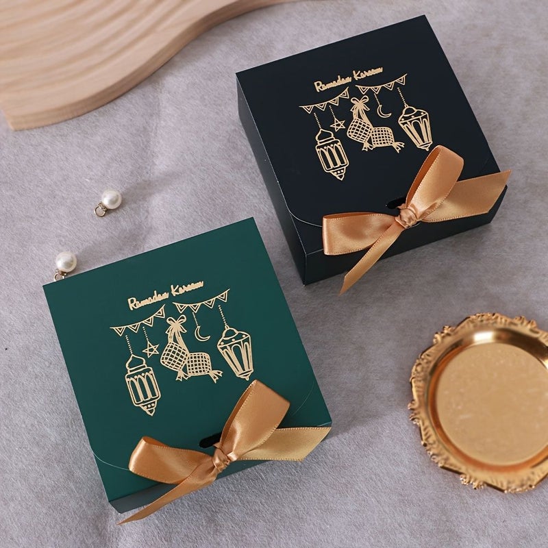 Gift for Him Her 5 Piece Large Ramadan Gift Box Set Black With Gold Ribbon Elegant Design For Expressing Warm Wishes During Celebrations - Image 5