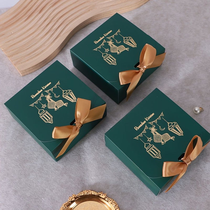 Gift for Him Her 5 Piece Large Ramadan Gift Box Set Black With Gold Ribbon Elegant Design For Expressing Warm Wishes During Celebrations - Image 2