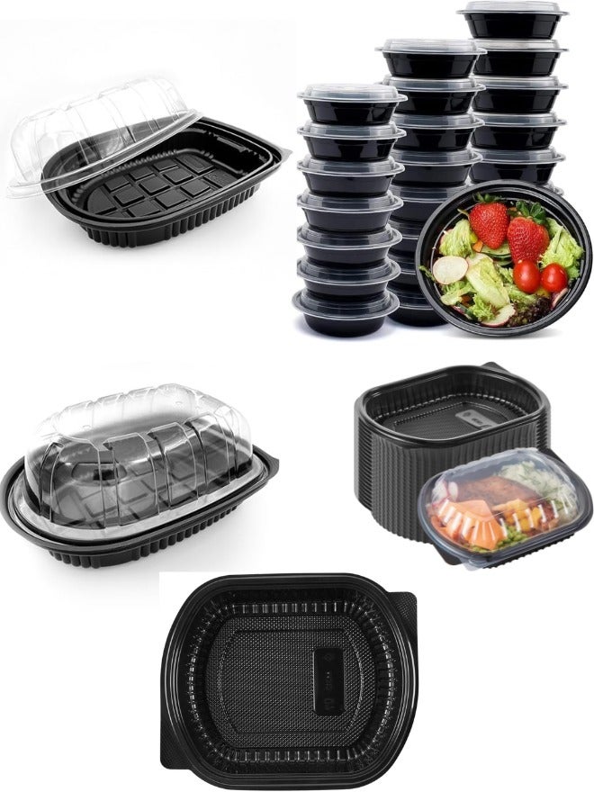 Halapack 10pcs Round Plastic Meal Prep Containers  24/25/32oz & /Chicken Roastery Reusable BPA Free Food Containers with Airtight Lids - Microwavable, Freezer and Dishwasher Safe - Ideal Stackable Salad Bowls/ - Image 1