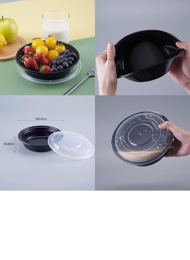 Halapack 10pcs Round Plastic Meal Prep Containers  24/25/32oz & /Chicken Roastery Reusable BPA Free Food Containers with Airtight Lids - Microwavable, Freezer and Dishwasher Safe - Ideal Stackable Salad Bowls/ - Image 3