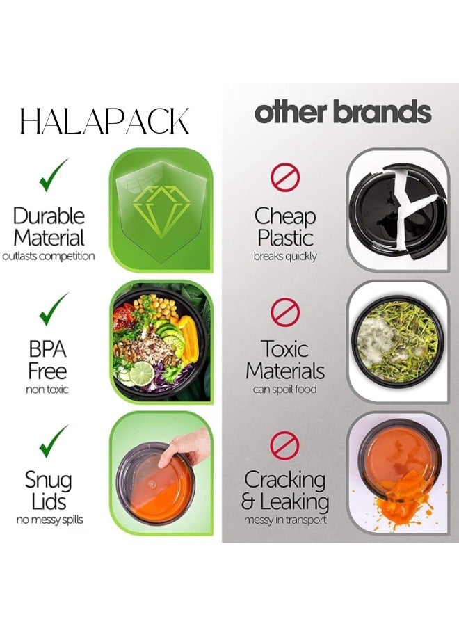 Halapack 10pcs Round Plastic Meal Prep Containers  24/25/32oz & /Chicken Roastery Reusable BPA Free Food Containers with Airtight Lids - Microwavable, Freezer and Dishwasher Safe - Ideal Stackable Salad Bowls/ - Image 5