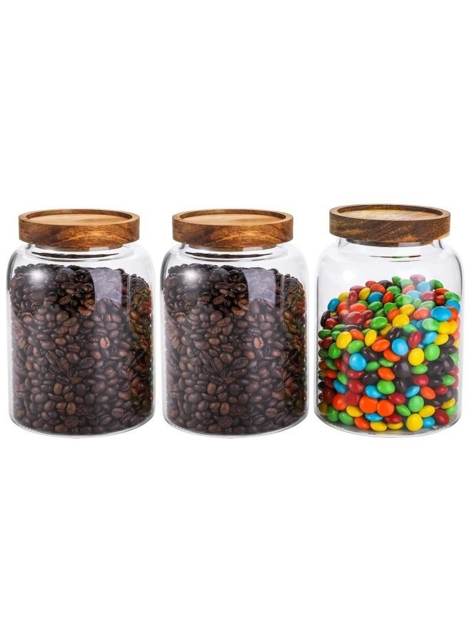 Airtight Glass Storage Jar with Acacia Wood Air-tight Lid,3 Pack Borosilicate Glass Kitchen Canisters 1250ml  - Image 1
