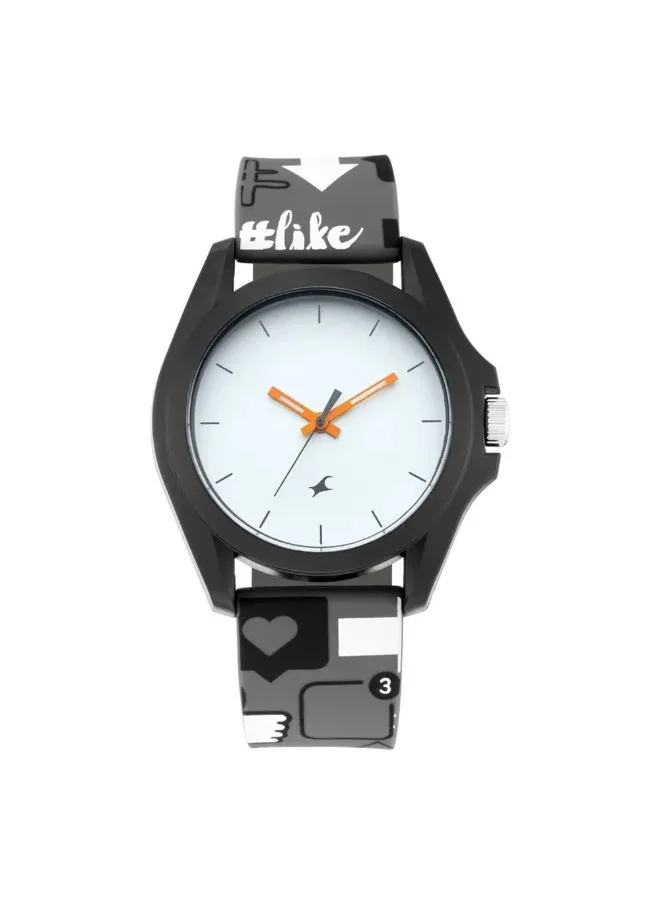 fastrack Fastrack Hashtag Quartz Analog White Dial Silicone Strap Unisex Watch