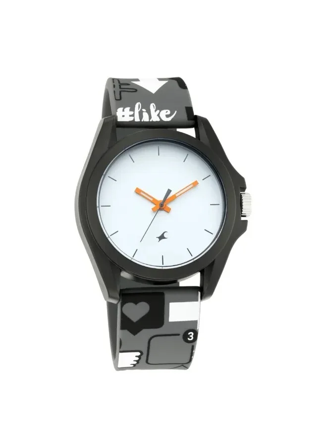 fastrack Fastrack Hashtag Quartz Analog White Dial Silicone Strap Unisex Watch