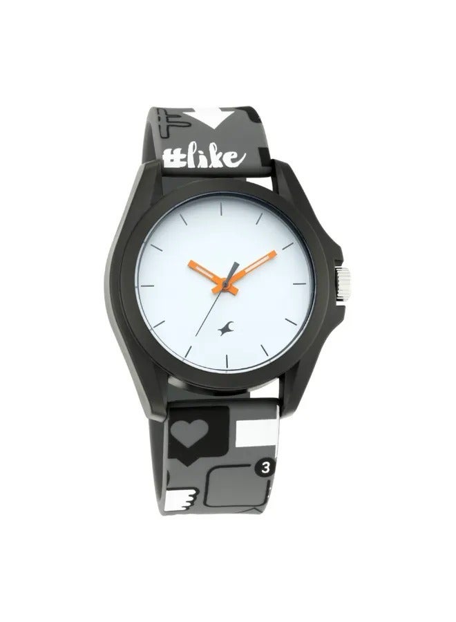 fastrack Fastrack Hashtag Quartz Analog White Dial Silicone Strap Unisex Watch  - Image 2