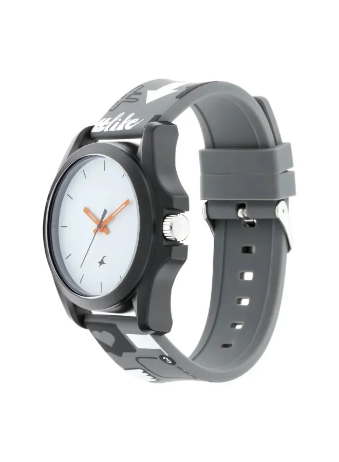 fastrack Fastrack Hashtag Quartz Analog White Dial Silicone Strap Unisex Watch