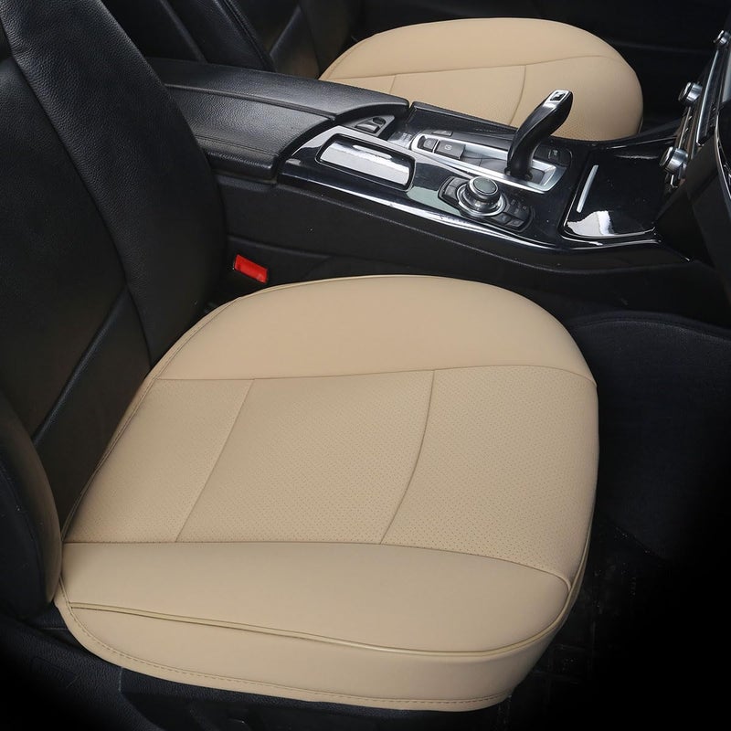 EDEALYN UltraLuxury PU Leather Car Seat Protection Cover Car Seat Cover for Most FourDoor SedanSUVSingle Seat Cover Without Backrest 1PCS W 208 D 21 T 02inch 3DBeige