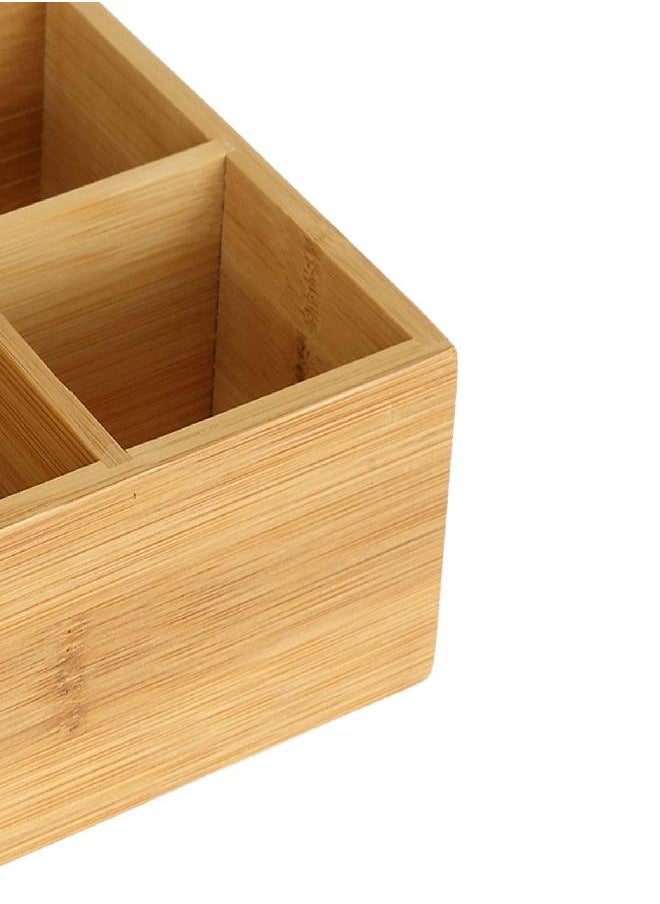 Dicunoy Dicunoy 2 Pack Bamboo Tea Bag Organizer, Wood Hot Tea Bag Drawer Storage Organizer Holder with 6 Compartments, Tea Chest Box for Coffee Station, Sugar Packet, Sweeteners, Small Packets  - Image 2
